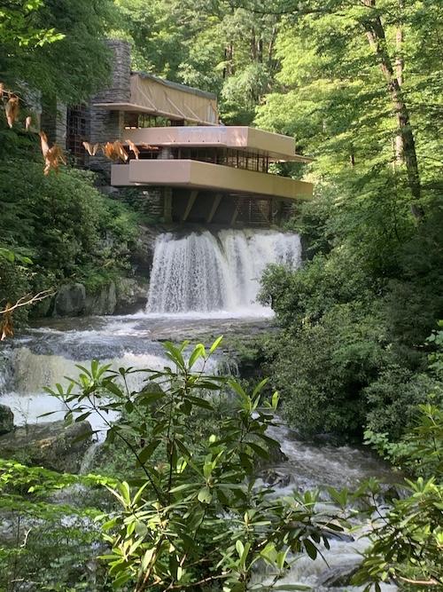 Fallingwater house museum, which extends over a waterfall